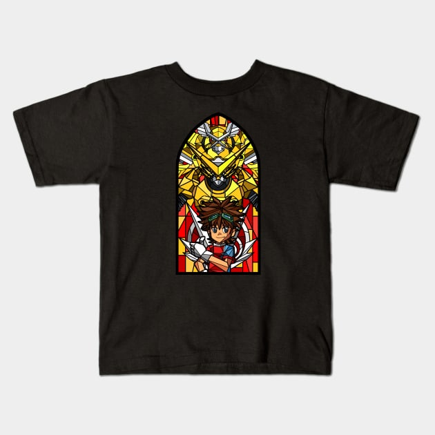 Digistained Glass Taiki Kids T-Shirt by NightGlimmer